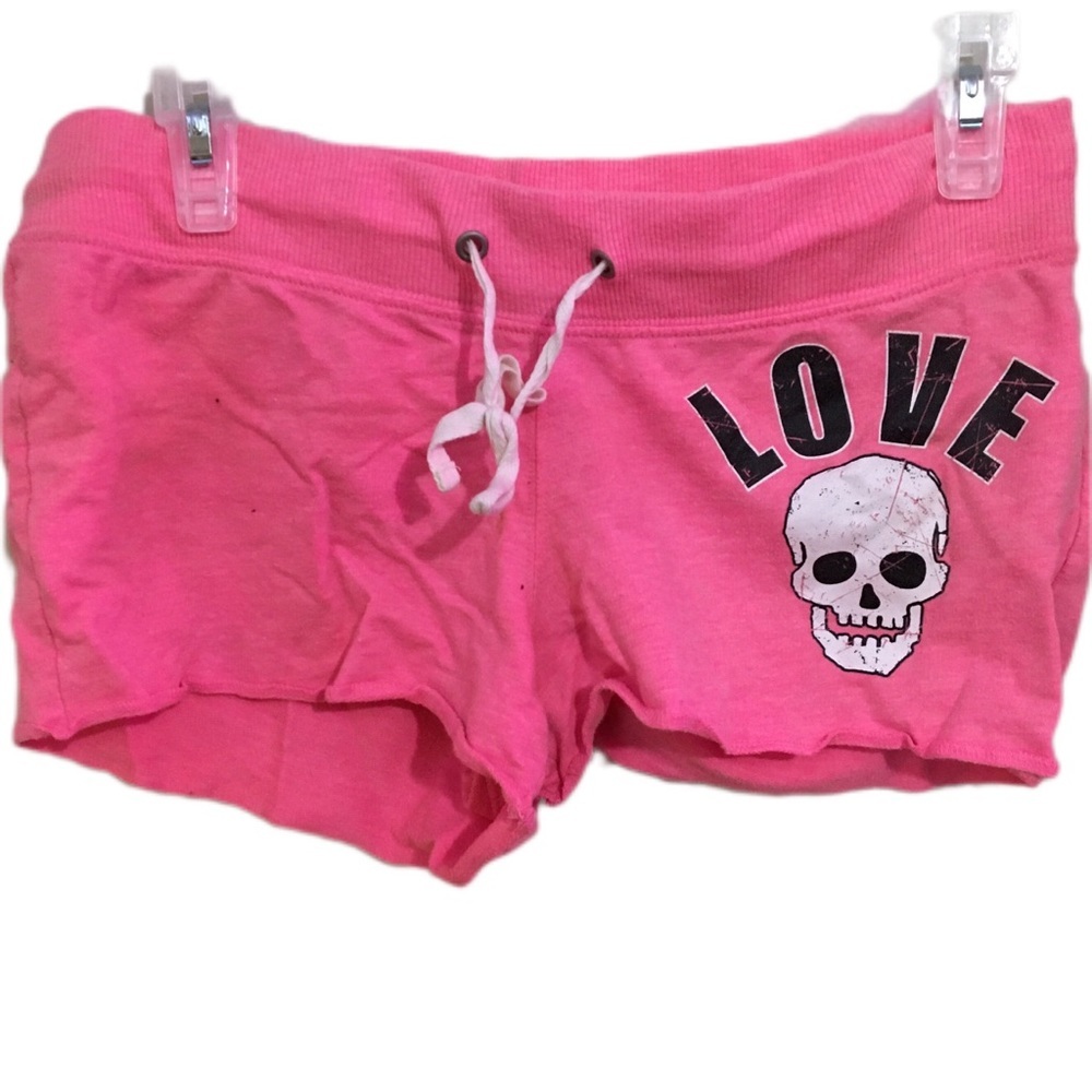 Pink Skull Print Shorts